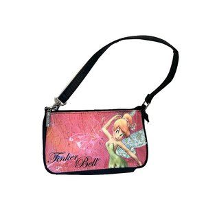 Disney Tinker Bell Small Purse w Strap Sequins Rhinestones Pink/Black